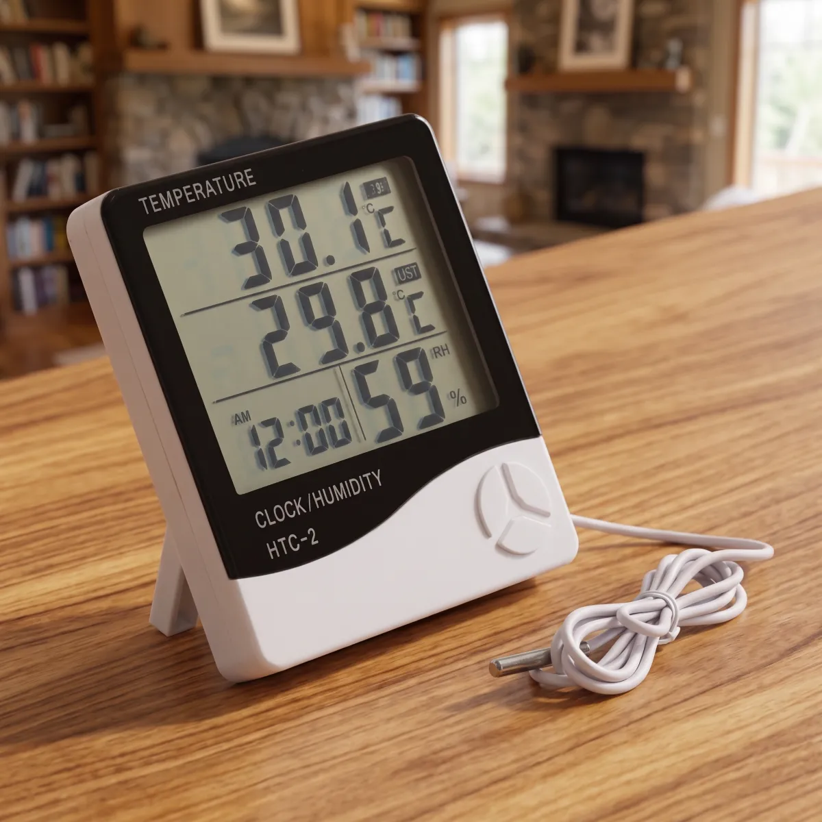 HTC-2 Temperature Humidity Digital Hygrometer with Clock