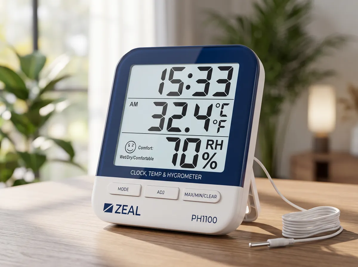 Zeal Digital Hygrometer, Humidity and Temperature Meter PH1100